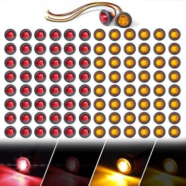 Imagem de MADCATZ 100 luzes de LED estroboscópicas e estáveis, 50 âmbar + 50 luzes vermelhas de folga 3 fios para trailer, trailer, caminhão, barco – à prova d'água 12 V