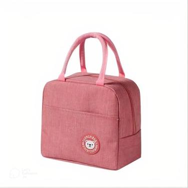 Imagem de Bolsa Térmica Lancheira para Marmita com Alça Reforçada Impermeável Forro Térmico Trabalho Escola Viagem (Rosa)