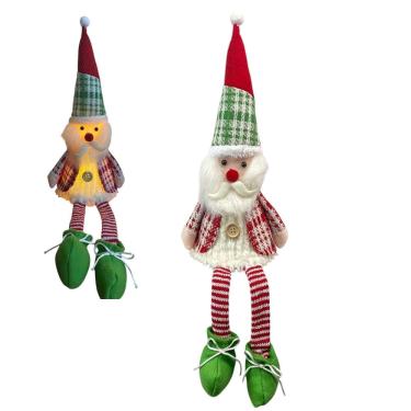 Imagem de Papai Noel Sentado Natal Natalino Acende Luz Iluminado Pernas Moles Luminaria Decoraçao Festa Fim de Ano Evento Enfeite Mesa Estante Casa Trabalho