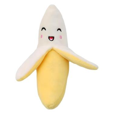 Imagem de Kryoflare Brinquedo de pelúcia para cães de banana, brinquedo de mastigar de pelúcia para cães pequenos, médios e grandes, brinquedos de tédio para filhotes, Squeeze Squeaker, brinquedos de pelúcia