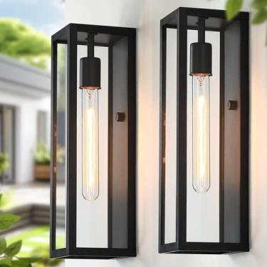 Imagem de Arandela de parede externa CRIRY 16" preta impermeável, pacote com 2 u