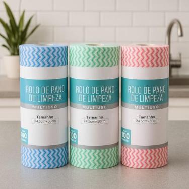 Imagem de Rolo de Pano de Limpeza Multiuso 100 Folhas Reutilizável,Cozinha, Banh