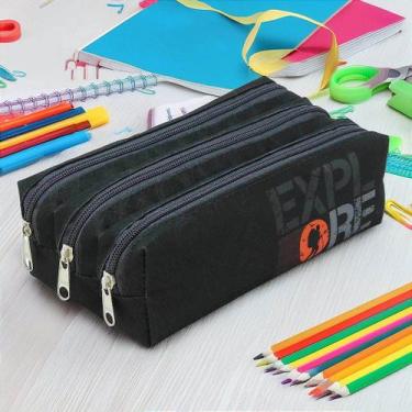 Imagem de Estojo Triplo - Estampa Aventura - Organizador Prático e Compacto - Fr