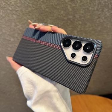 Imagem de Capa magnética de plástico com textura de fibra de carbono para Samsung S25 S24 S23 Ultra Plus, capa protetora de lente de liga de armadura, PS preta, para Galaxy S23+