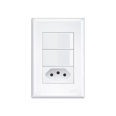 Imagem de Interruptor Simples Duplo e Tomada 2P+T 20A Fame Evidence com Placa 4x