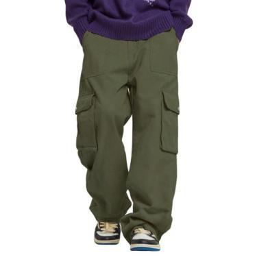 Imagem de Calças cargo ZAFUL Flat Pocket Parachute para homens verdes XXL