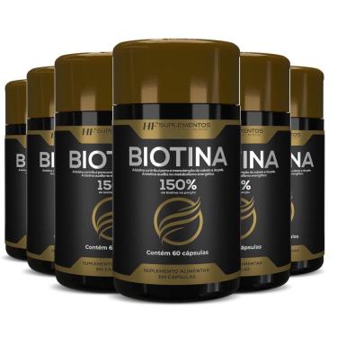 Imagem de 6X Biotina 150% Premium 60Caps Hf Suplementos