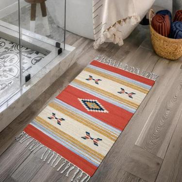Imagem de 2 Tapete Banheiro Kilim Absorvente 100% Algodão 50 X 70 M07