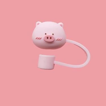 Imagem de Capa de palha de porco rosa para copo Stanley de 40 e 850 g, tampa de cobertura de palha de silicone de 8 mm para acessórios de copo Stanley, bonito topo de palha para copos, tampa de palha para