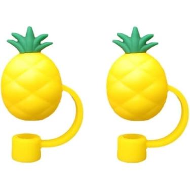 Imagem de Capa de canudo de abacaxi amarelo para copo Stanley, tampa de cobertura de palha de silicone de 8 mm para acessórios de copo Stanley, bonito topo de palha para copos, tampa de palha para tampas de