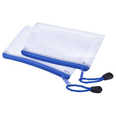 Imagem de Sacos de malha com zíper, bolsos para documentos tamanho B8, pastas para escritório, casa, branco, pacote com 6