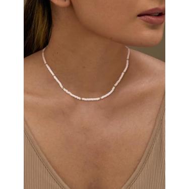 Imagem de 2 gargantilha de contas de vidro, colares de contas de semente dourada e branca Rondelle, joias de verão feitas à mão com fechos de ferro para praia, para esposa, namorada, mulheres, amigas, irmã, 44