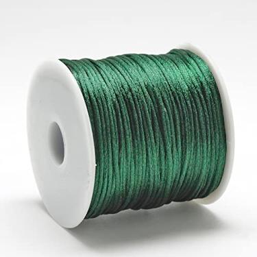 Imagem de Fio de nylon acetinado de 1 mm para fabricação de joias, acabamento de contas brilhantes e sedosas, tranças, aparar, enrolar, artesanato, pulseiras de macramê Kumihimo, verde escuro