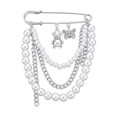 Imagem de Broche de segurança com correntes penduradas, pingentes decorativos punk gótico, broches, broche para suéter, vestido, saia, alfinetes, alfinetes, emo, Small, Metal, Sem Pedra Preciosa