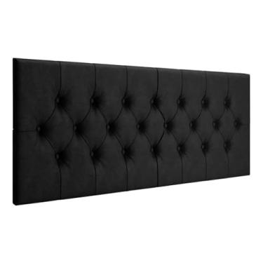 Imagem de Cabeceira Estofada Casal Queen 160cm Capitonê Retangular | Suede Premium Suspensa com Suporte para Fixação na Parede(PRETO)