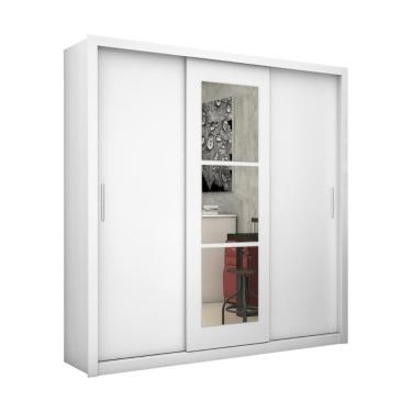 Imagem de Guarda Roupa Clarice 3 Portas De Correr Com Espelho Central 4 Gavetas Carioca Branco