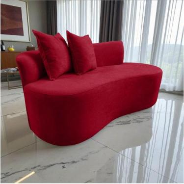 Imagem de Namoradeira Sofá Feijão Hana Orgânica Veludo Vermelho - Mansão Decor