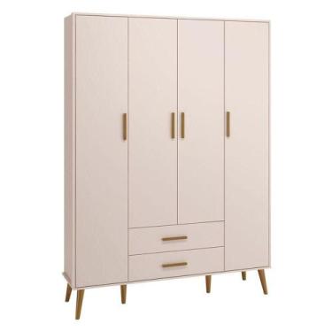 Imagem de Guarda Roupa Infantil 4 Portas Isis Rosa Acetinado - Reller - RELLER M