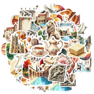 Imagem de 50 peças arquitetura natureza comida viagem vintage papelaria adesivos comida adesivos pacote de adesivos detalhados para mala geladeira telefone bagagem laptop guitarra carro adesivos brinquedos