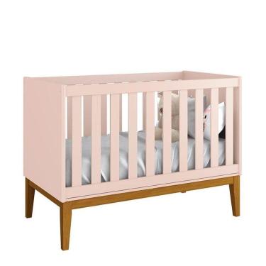 Imagem de Berço Americano New Classic Rosa Com Pés Madeira ? Reller