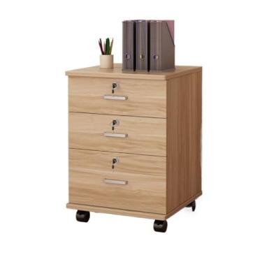 Imagem de Armário de Arquivos Armário de arquivo com travamento simples baixo móvel gavetas Organizador escritório(Brown)