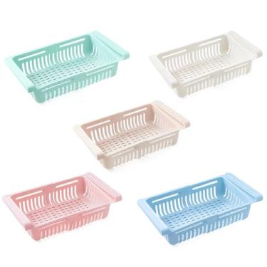 Imagem de Organizador de Geladeira Multiuso Retrátil, Plástico, Ajustável, Gaveta para Frutas e Legumes, 7,5 x 27 x 16 cm