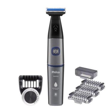 Imagem de Aparador de Pelos Philco PAP02 - USB Cinza/Azul, 5W, Bivolt, Bivolt