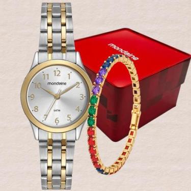 Imagem de Relógio Feminino Mondaine Bicolor Aço Inox Casual Chic Mostrador Metál