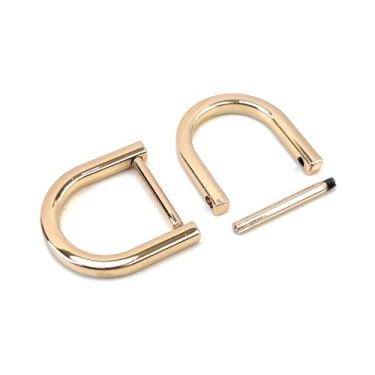 Imagem de VersaKits 4 peças anéis D parafuso em forma de U anel D DIY couro artesanato bolsa chaveiro acessórios (20 mm, ouro claro)