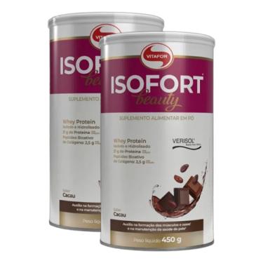 Imagem de Kit 2X: Isofort Beauty Whey Protein Cacau Vitafor 450g