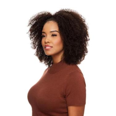 Imagem de Meia Peruca Cabelo Natural Cacheado 40cm Textura Kinky De Benguela 180
