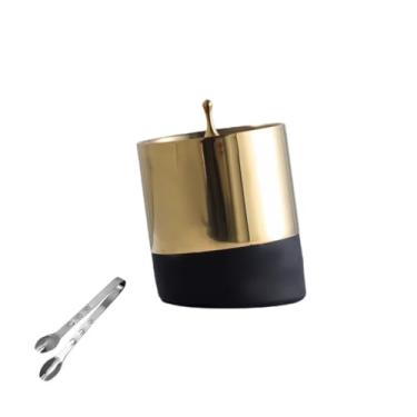 Imagem de Balde de gelo de aço inoxidável bicamada preservação do calor isolamento frio bonito KTV champanhe vinho tinto cerveja gelo bloco de gelo balde comercial (dourado, sem alça)