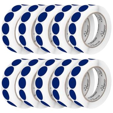Imagem de Perco Etiquetas adesivas de ponto circular perfurado azul escuro de 2,5 cm — 10 rolos, 10.000 adesivos redondos — com adesivo permanente para gerenciamento de inventário, codificação de cores, vendas