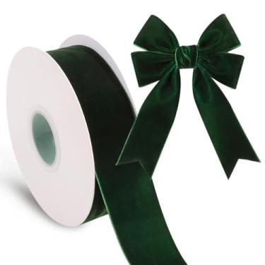 Imagem de Yoyokid Fita de veludo verde de Natal de 10 metros, fita de veludo vintage de 3,8 cm para árvore de Natal, embrulho de presente, grinaldas, costura, casamento e decoração de casa