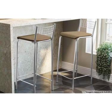 Imagem de Banqueta De Cozinha Gênova 1b705cr 1 Un Cromado/courano Marrom - Kappesberg