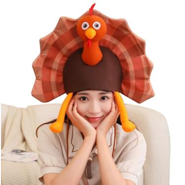 Imagem de BEESUM 2026 lindo chapéu de peru máscara de pelúcia cabeça de peru fantasia para Dia de Ação de Graças, Halloween, Natal