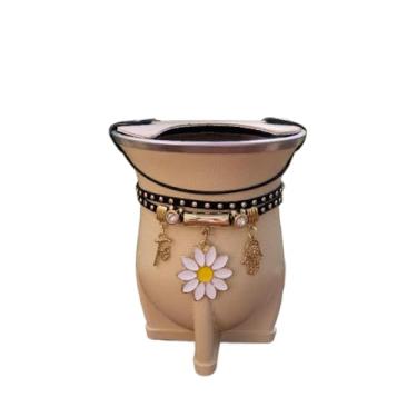 Imagem de Copos de Mate,Cuia Chimarrao，Cuia Termica，Conjunto para Chimarrão: Pulseira Colorida e Copo (Bege)