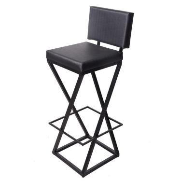 Imagem de Banqueta Zênite Com Encosto - Preto - Assento Estofado Preto - 65cm