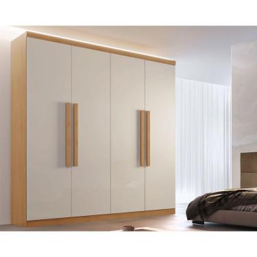 Imagem de Guarda Roupa Solteiro 4 Portas E 3 Gavetas Império Naturale/Off White - Rufato