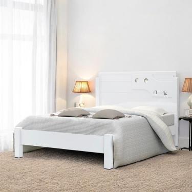 Imagem de Cama Casal Com Aplique Espelho Luiza Branca