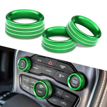 Imagem de HQRNYP 3 peças de capa de botão de interruptor de ar condicionado, acabamentos de tampa de botão AC, anel de botão de volume de ar condicionado de liga de alumínio, acabamento de decalque de