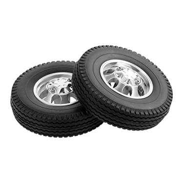 Imagem de Conjunto de pneu e roda de caminhão trator 1:14, par frontal