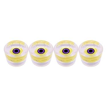 Imagem de Rodas de skate flash LED 70 mm - material PU, reduz a vibração, durômetro de 80 A - perfeito para esportes de parque e patinação de rua em cruzeiro - amarelo roxo