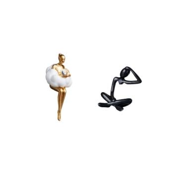 Imagem de Fenteer Estatueta de Escultura Abstrata de Arte Estética de Pensadora em Nuvem, Personagem de Resina Moderna, Ornamento Criativo de Mesa para Decoração