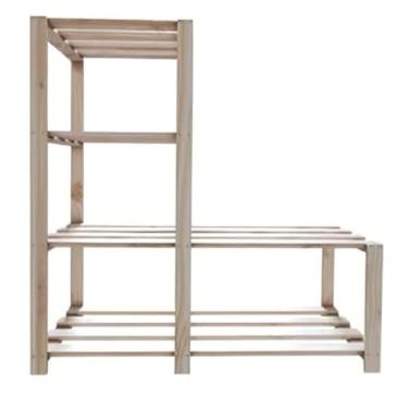 Imagem de Estante Organizadora Rack Cozinha Livros Banheiro Jardim Gabinete 4 Prateleiras, Rack Multiuso para Cozinha, Quarto, Banheiro, Jardim e Home Office