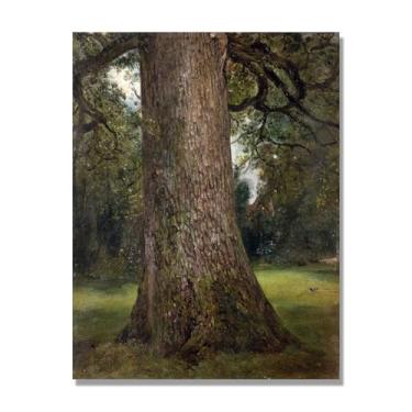Imagem de NHLDZYH Impressão em tela estilo John Constable, (tronco de olmo), painel de tela de paisagem romântica, decoração de parede com tema de natureza para quarto ou escritório. Apenas tela de 80 x 105 cm