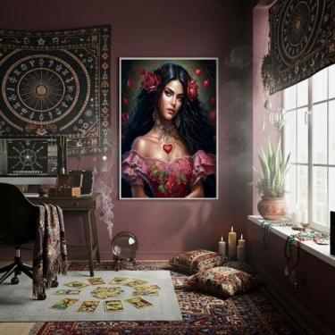 Imagem de Quadro Decorativo Pombagira Cigana Rosa Vermelha - 70X50Cm - Quadros O