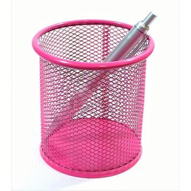 Imagem de Porta Treco Organizador Telado Alumínio Redondo Rosa Pc8681 - Moure Ja