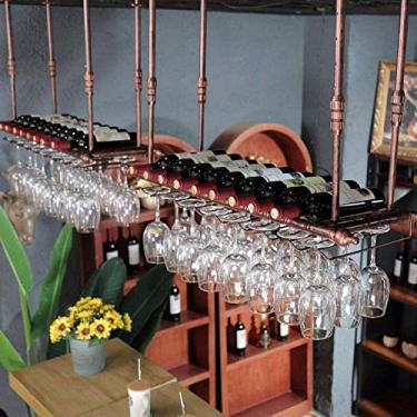 Imagem de Prateleira de vinho montável na parede de garrafa suporte de copo de vinho rack de garrafa de vinho altura ajustável suporte de vinho vintage armário de vinho prateleira de parede cozinha decoração