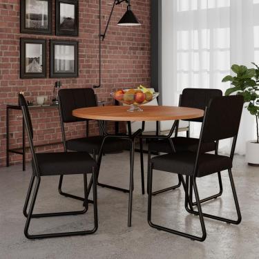 Imagem de Conjunto Mesa De Jantar Soho Redonda C/ 04 Cadeiras Next Est.preta - Nogueira E Preto Nogueira E Preto